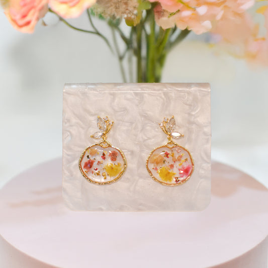 Floral Muse – Oval Pressed Earrings (Gold)
