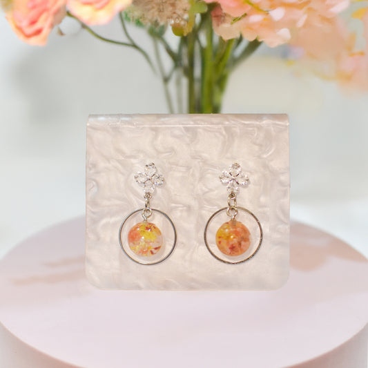 Floral Muse – Sphere Hoop Earrings (Silver)