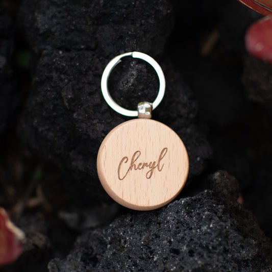 Engraved Wooden Keychain (Round)